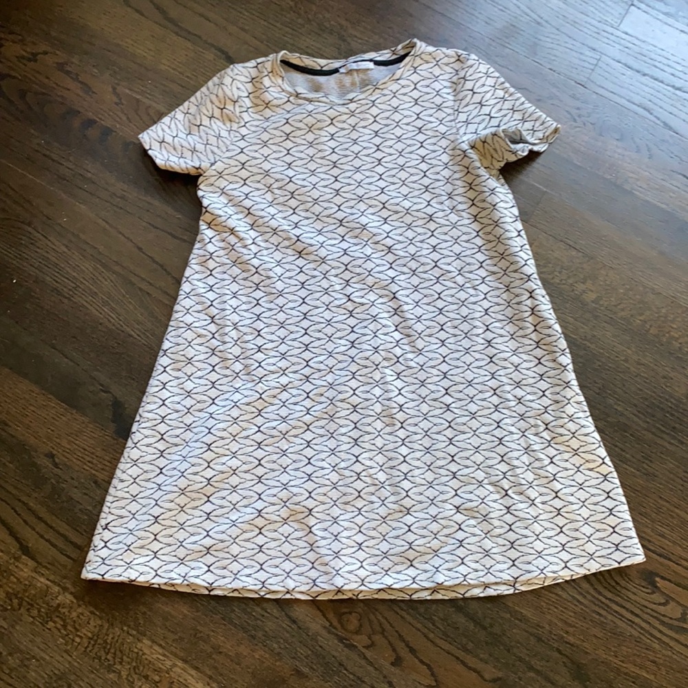 Zara Black White Knit Patterned Dress M EUC